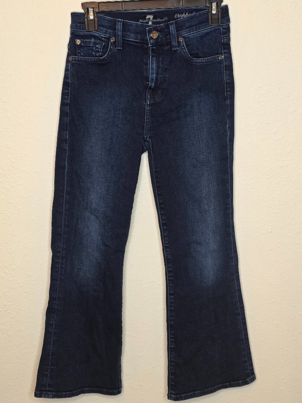 7 For All Mankind Cropped Ali Denim Jeans In Dark Wash, Size 25